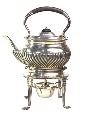 Lot 798 - SILVER PLATED SPIRIT KETTLE