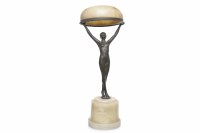 Lot 1249 - ART DECO TABLE LAMP in the form of a bronzed...