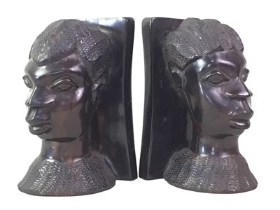 Lot 491 - TWO PAIRS OF AFRICAN TRIBAL STYLE BOOKENDS