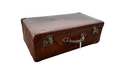 Lot 1380 - THREE VINTAGE BROWN LEATHER SUITCASES