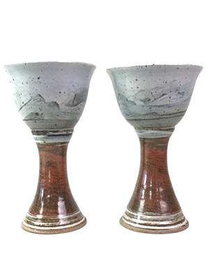 Lot 12 - SET OF SIX STONEWARE GOBLETS