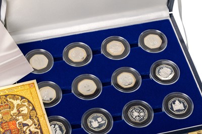 Lot 38 - ELIZABETH II CORONATION ANNIVERSARY SILVER PROOF COLLECTION FIFTY PENCE COIN SET