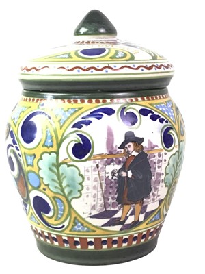 Lot 45 - DUTCH GOUDA POTTERY JAR AND COVER