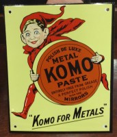 Lot 1271 - ENAMEL ADVERTISEMENT 'Komo paste', metal...