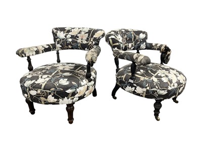 Lot 148 - VICTORIAN OAK CHAISE LONGUE WITH FLORAL UPHOLSTERY