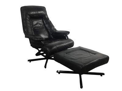 Lot 149 - BLACK LEATHER SWIVEL CHAIR