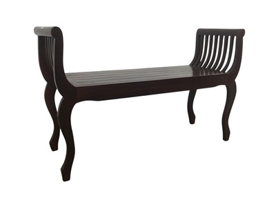 Lot 158 - REPRODUCTION MAHOGANY SLATTED BENCH