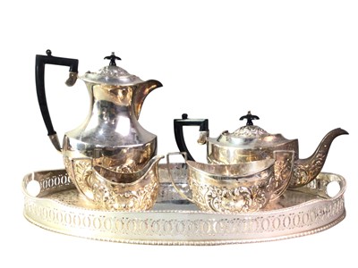 Lot 234 - SLIVER PLATED FOUR PIECE OVAL TEA AND COFFEE SERVICE