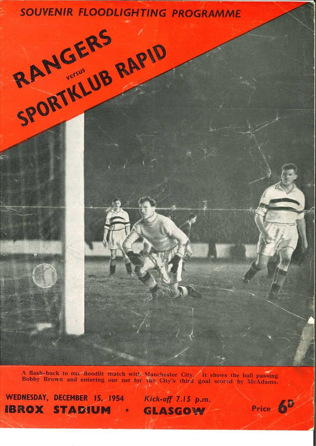 Lot 1817 - RANGERS F.C. V SPORTKLUB RAPID F.C. FOOTBALL PROGRAMME
