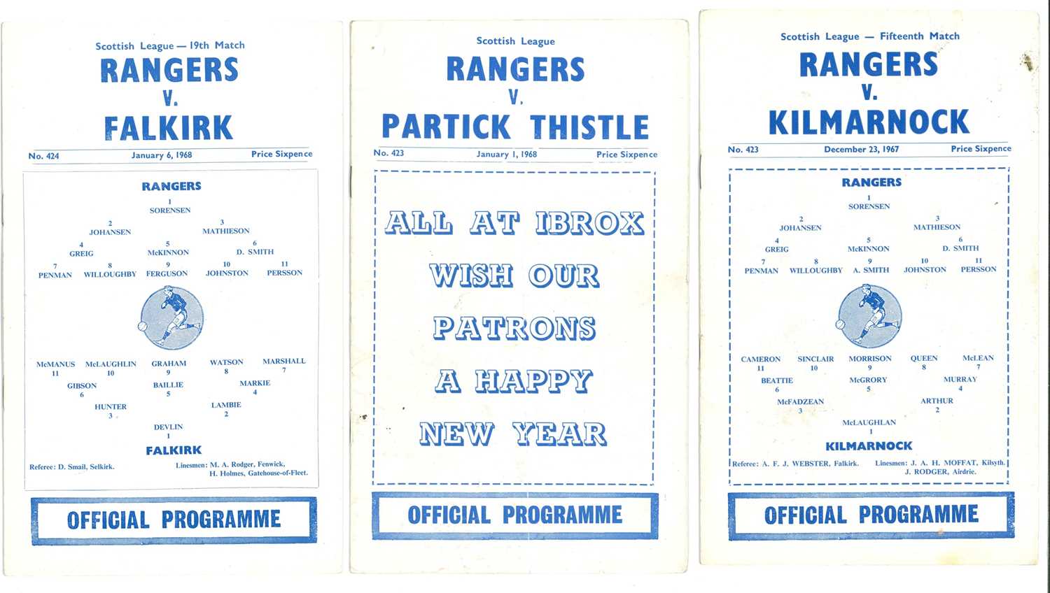 Lot 1843 - COLLECTION OF RANGERS F.C. HOME LEAGUE
