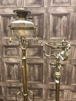 Lot 1299 - VICTORIAN BRASS TELESCOPIC FLOOR LAMP with a...