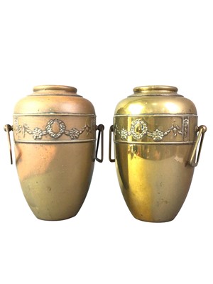 Lot 332 - TWO BRASS URN VASES