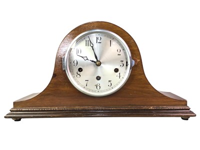 Lot 292 - EDWARDIAN WALNUT MANTEL CLOCK