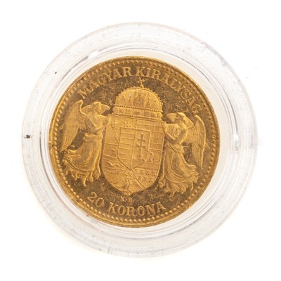 Lot 73 - HUNGARY - TWENTY KORONA GOLD COIN