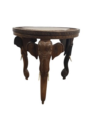 Lot 353 - CARVED HARDWOOD ELEPHANT TABLE