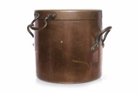 Lot 1319 - THREE VICTORIAN COPPER CYLINDRICAL COOKING...