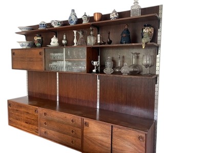 Lot 629 - MID CENTURY ROSEWOOD WALL UNIT AND WALL PANELLING