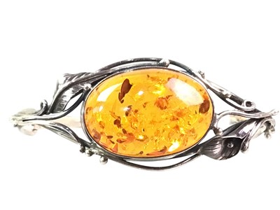 Lot 417 - SILVER BANGLE OF ART NOUVEAU DESIGN