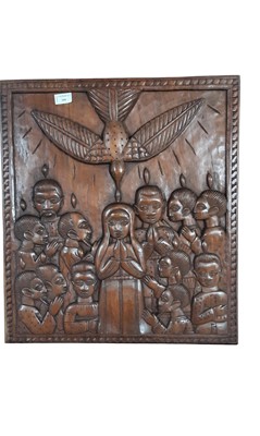 Lot 399 - AFRICAN CARVED WOOD WALL PANEL