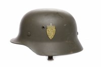 Lot 1327 - NORWEGIAN ARMY (WWII GERMAN) STEEL HELMET a...