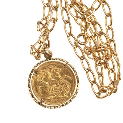 Lot 74 - VICTORIA GOLD SOVEREIGN ON CHAIN