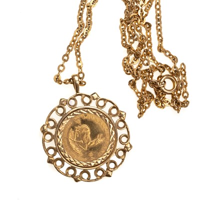 Lot 76 - 1/10oz GOLD KRUGERRAND PENDANT ON CHAIN
