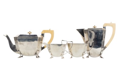 Lot 884 - GEORGE VI SILVER FOUR PIECE TEA AND COFFEE SERVICE
