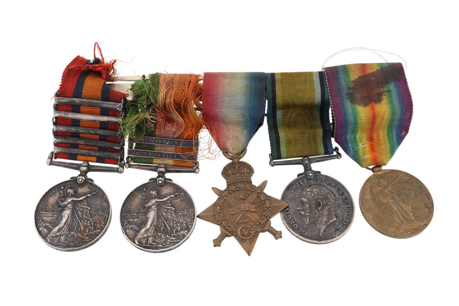 Lot 27 - GROUP OF FIVE BOER WAR AND WORLD WAR I MEDALS