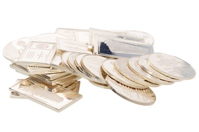 Lot 889 - COLLECTION OF COMMEMORATIVE SILVER INGOTS AND MEDALLIONS