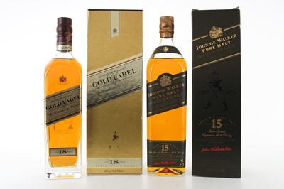 Lot 271 - JOHNNIE WALKER 18 YEAR OLD GOLD LABEL AND 15 YEAR OLD GREEN LABEL 1L