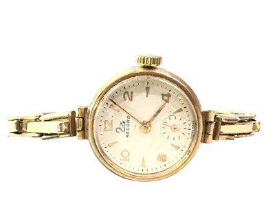Lot 569 - RECORD NINE CARAT GOLD CASED WRIST WATCH