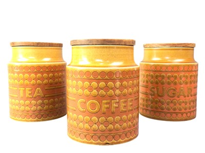 Lot 656 - THREE HORNSEA KITCHEN STORAGE JARS