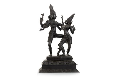 Lot 1219 - BRONZE HINDU DEITY FIGURE GROUP