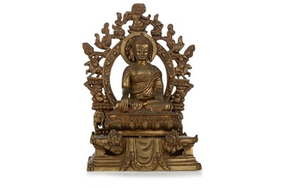 Lot 1220 - GILT METAL STATUE OF SAKYAMUNI