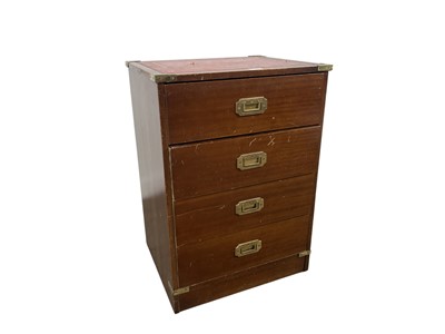 Lot 608 - MID CENTURY LEATHER TOP FOUR DRAWER CHEST