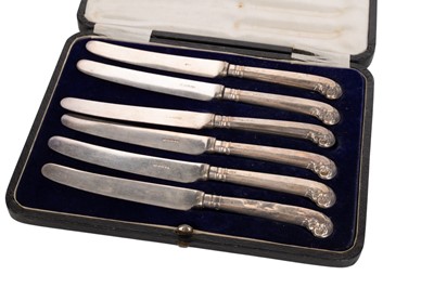 Lot 895 - SET OF SIX SILVER FRUIT KNIVES