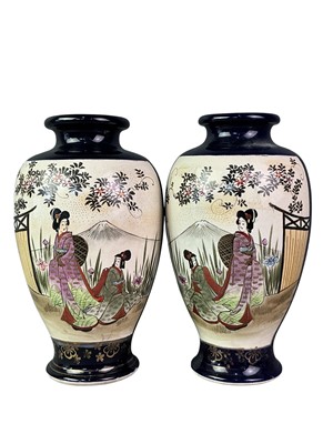 Lot 52 - TWO PAIRS OF JAPANESE SATSUMA VASES