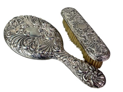 Lot 144 - SILVER TWO PIECE DRESSING TABLE SET