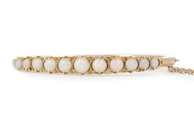 Lot 608 - OPAL AND DIAMOND BANGLE