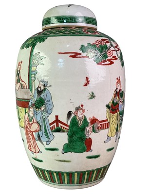 Lot 188 - CHINESE FAMILLE VERTE OVOID GINGER JAR AND COVER