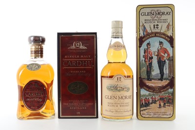 Lot 326 - GLEN MORAY 12 YEAR OLD HIGHLAND REGIMENTS 75CL AND CARDHU 12 YEAR OLD 1L