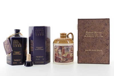 Lot 346 - ROBERT BURNS BI-CENTENARY DECANTER AND DOUGLAS LAING GLASGOW EUROPEAN CITY OF CULTURE 1990 75CL