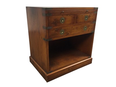 Lot 272 - YEW WOOD CAMPAIGN STYLE TABLE