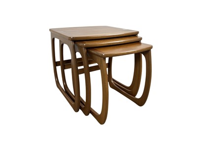 Lot 474 - MID CENTURY NATHAN BURLINGTON TEAK NEST OF THREE TABLES