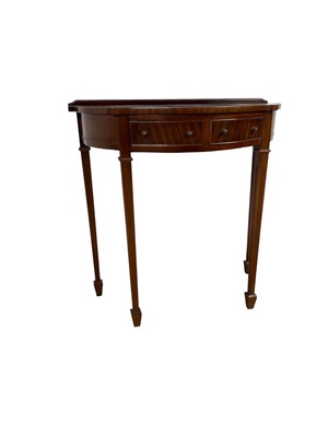 Lot 276 - MAHOGANY DEMI LUNE SIDE TABLE