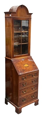 Lot 239 - REPRODUCTION YEW WOOD BUREAU BOOKCASE