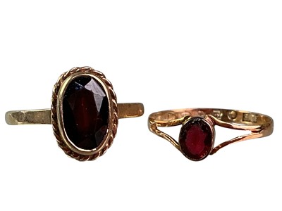 Lot 280 - TWO GARNET DRESS RINGS