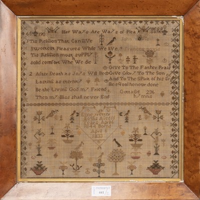 Lot 441 - TWO VICTORIAN SEWN SAMPLERS
