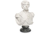 Lot 1408 - MARBLE BUST OF NELSON signed 'Fredericks' to...