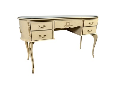 Lot 274 - PAINTED WOOD DRESSING TABLE, CHAIR AND A PAIR OF BEDSIDE TABLES